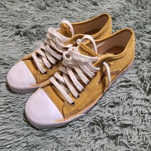 Tommy Hilfiger Vtg Low Top Gold Yellow Suede Leather Skate Sneakers Mens 9 Rare